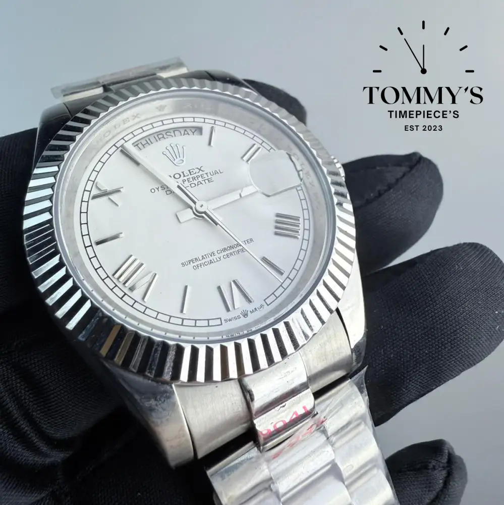 AAA+ Day Date, (228239-0046 ) 40mm White Dial-Presidential Bracelet (Fluted Bezel) - Image 2