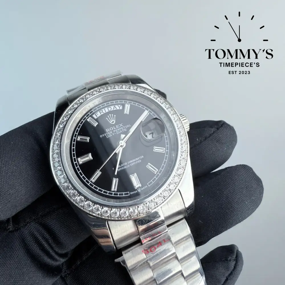 AAA+ Day Date, (228349RBR) 40mm Black Dial-Presidential Bracelet (Diamond Bezel) - Image 2