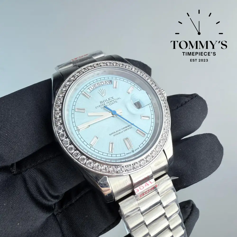 AAA+ Day Date, (228396TBR) 40mm Ice Blue Dial-Presidential Bracelet (Diamond Bezel) - Image 2