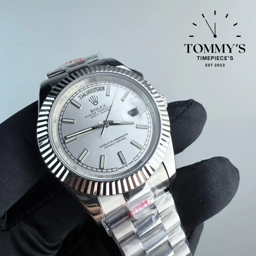 AAA+ Day Date, (M128239-0005) 40mm White Dial-Presidential Bracelet (Fluted Bezel) - Image 2