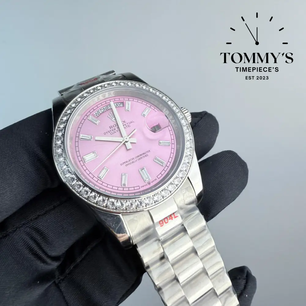 AAA+ Day Date, (M128399TBR-0029) 40mm Pink Dial-Presidential Bracelet (Diamond Bezel) - Image 2