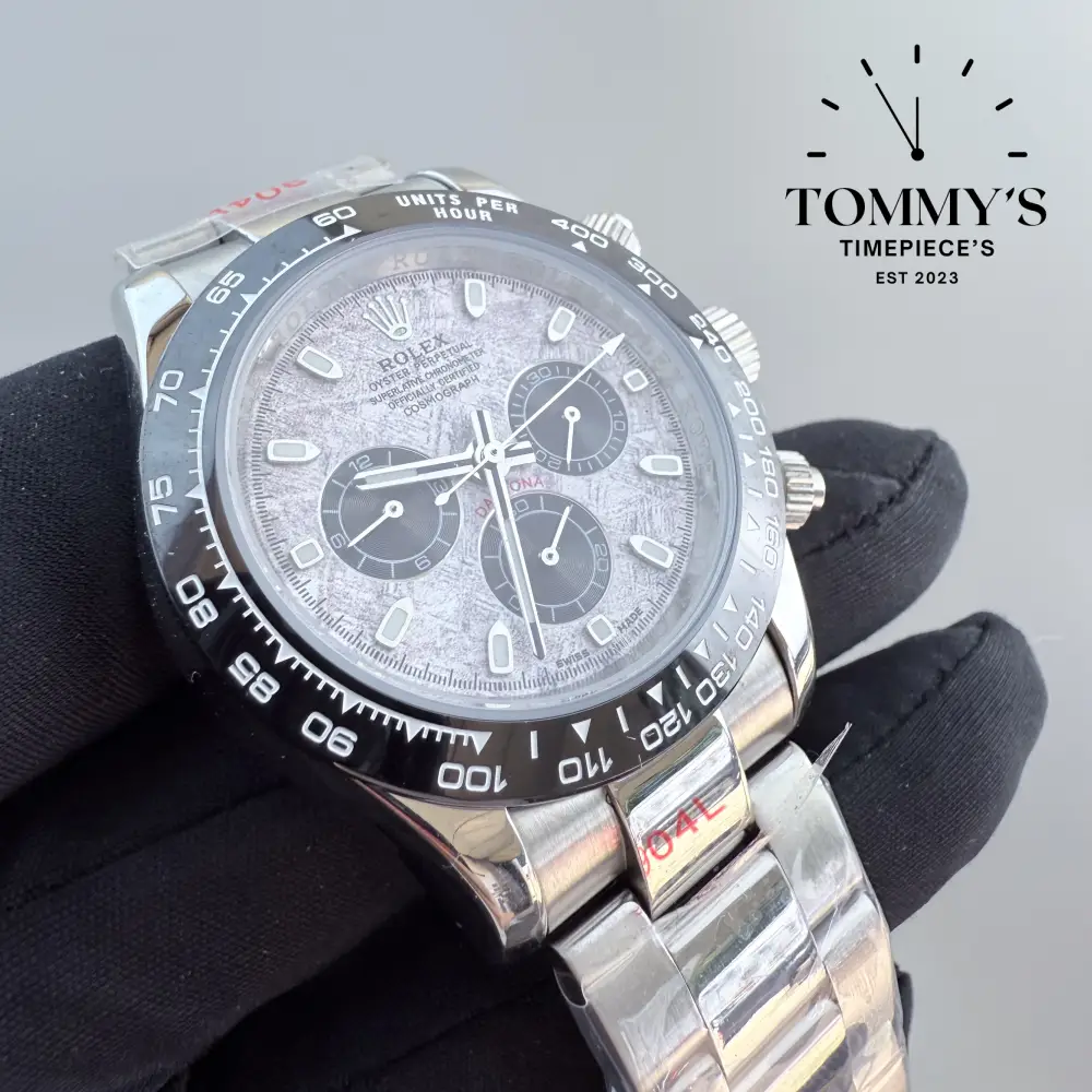 AAA+ Daytona, (116519LN) 40mm Meteorite Dial-Oyster Bracelet (Black Monobloc Ceramic Bezel) - Image 2