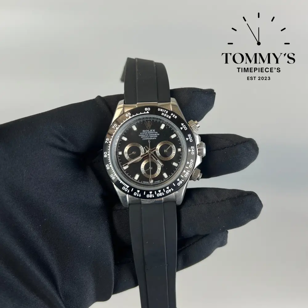 AAA+ Daytona, (126500LN) 40mm Classic Dial-Black Rubber Strap (Ceramic Bezel)