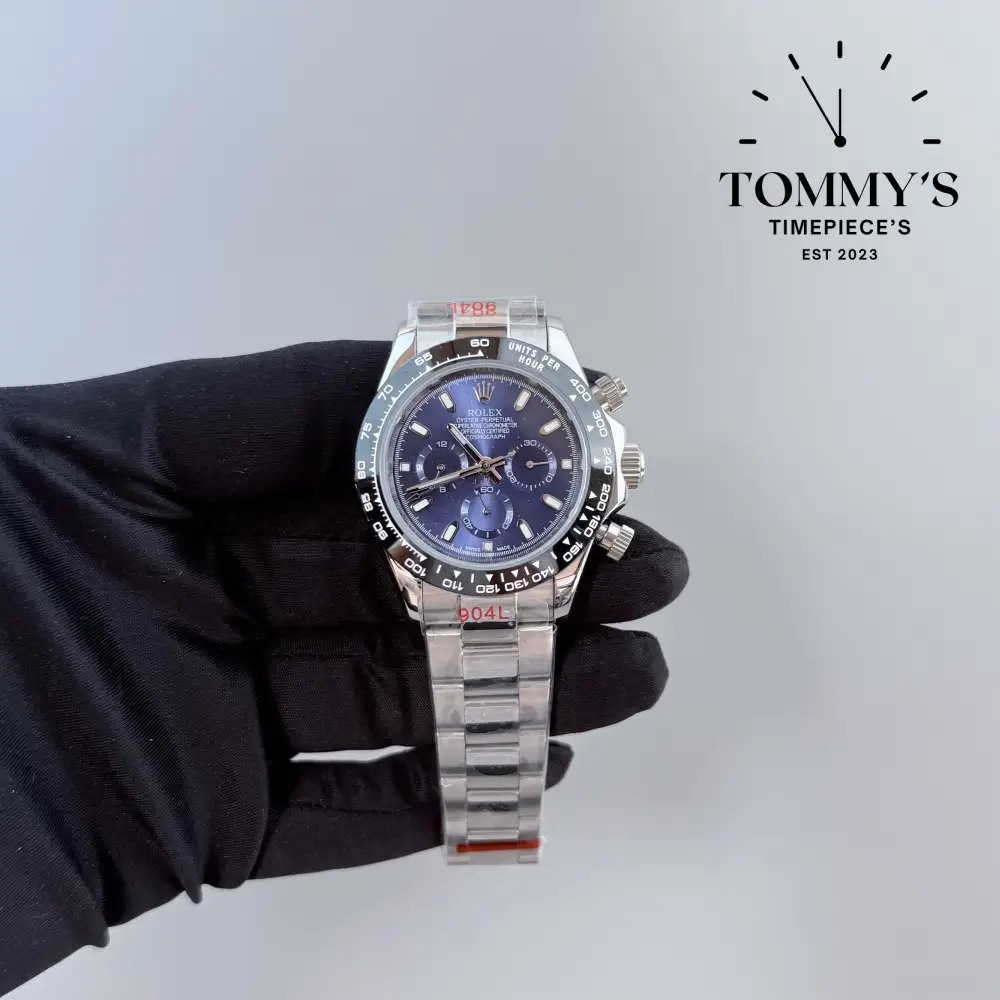 AAA+ Daytona, (126500LN) 40mm Blue Dial-Oyster Bracelet (Platinum Bezel)