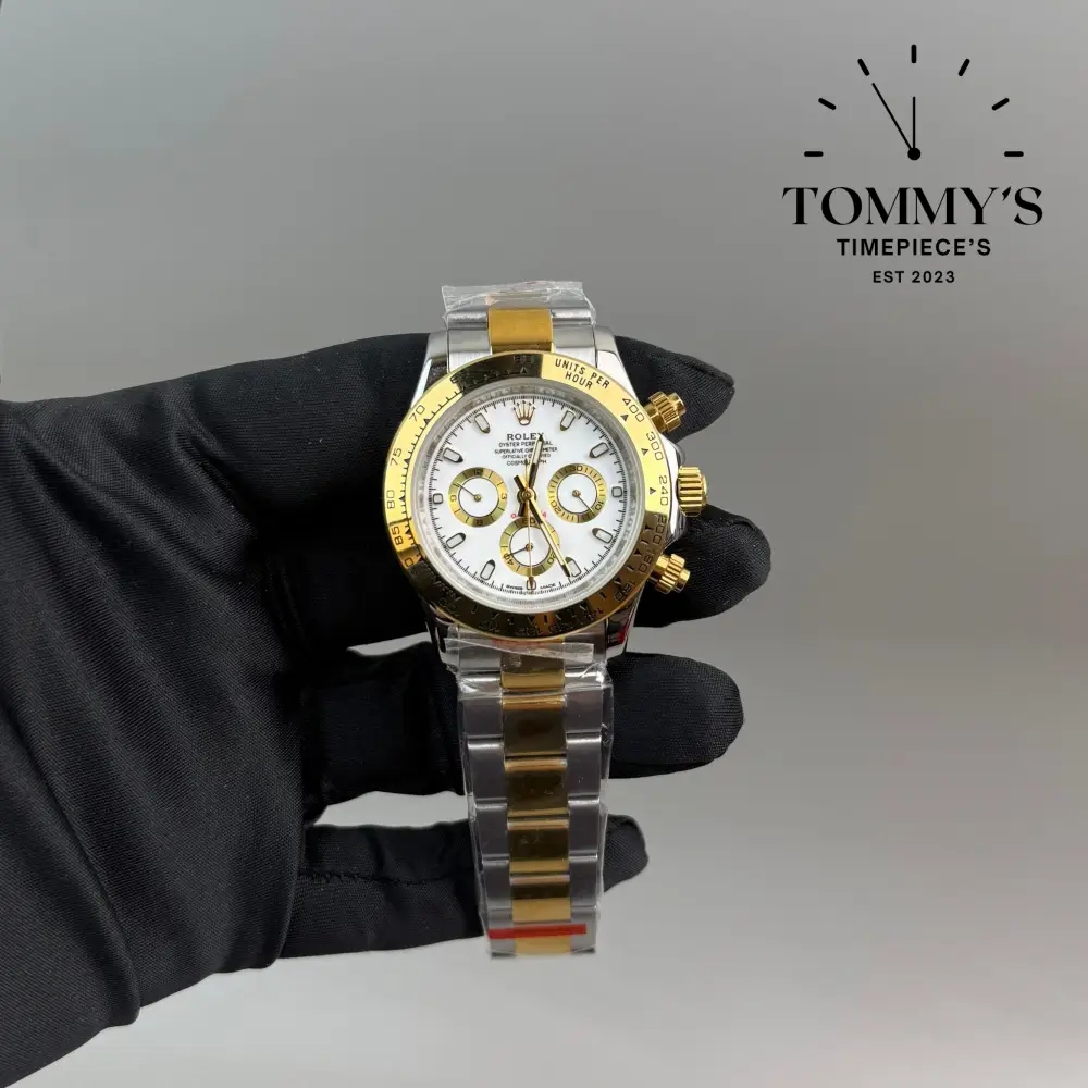 AAA+ Daytona, (116503) 40mm White Dial-Oyster Bracelet (Yellow Gold Bezel two-tone)