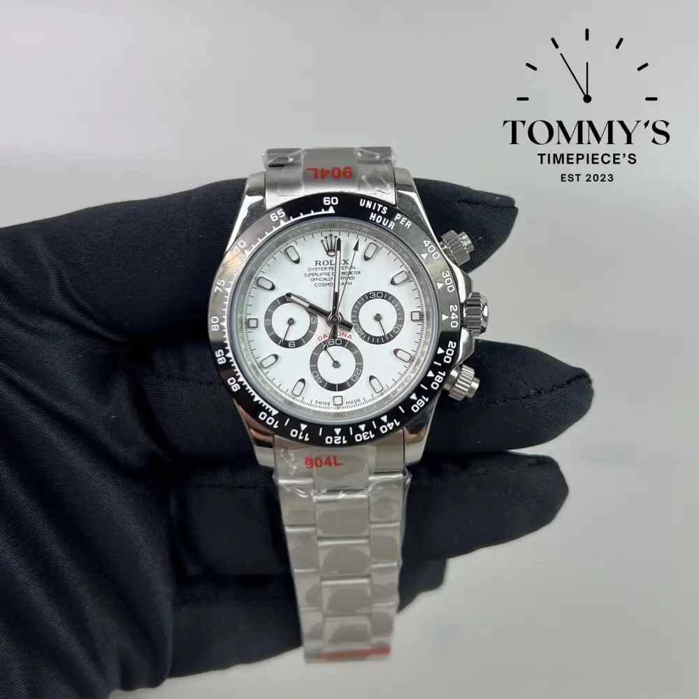 AAA+ Daytona Panda, (116500LN) 40mm White Dial-Oyster Bracelet (Black Bezel)