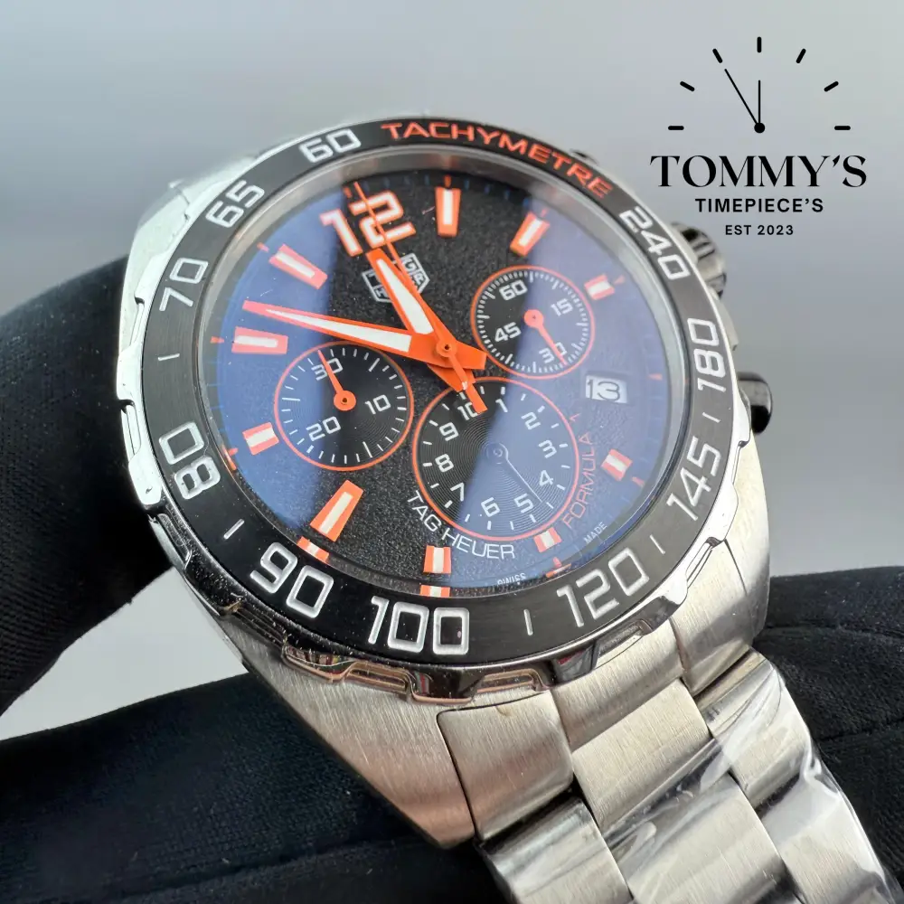 AAA+ Formula One, 43mm Black Dial-Stainless Steel Bracelet (Black Bezel) - Image 2