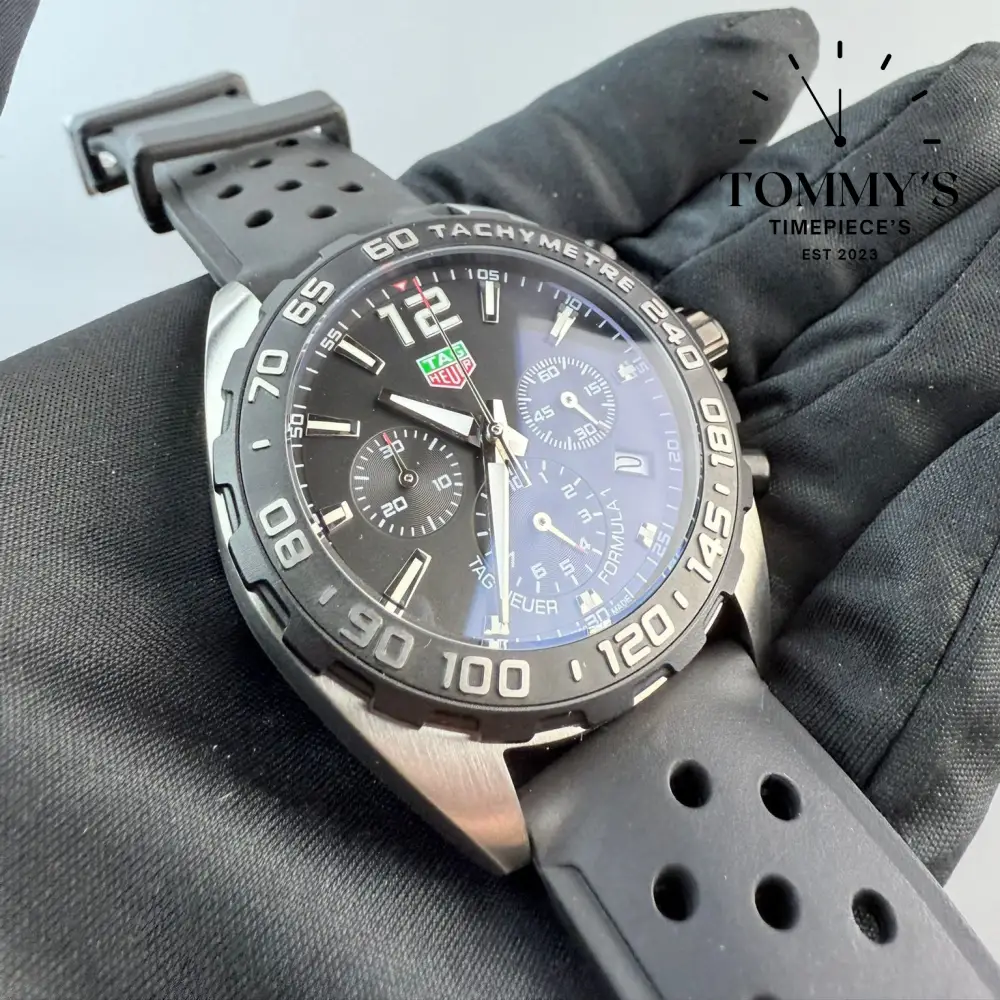 AAA+ Formula One, 43mm Black Dial-Rubber Strap (Black Bezel) - Image 2