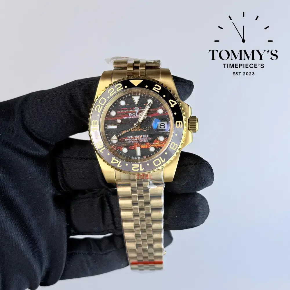 AAA+ GMT Master 2, (126718GRNR) 40mm Tiger Iron Dial-Jubilee Bracelet (Brown Black Bezel)