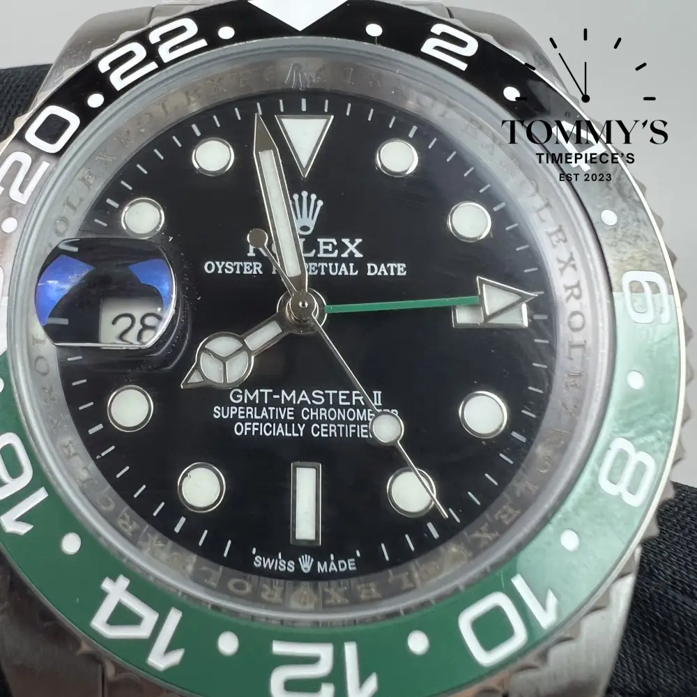 AAA+ GMT Master 2 Sprite (left handed), (126720VTNR) 40mm Black Dial-Oyster Bracelet (Green Bezel) - Image 2
