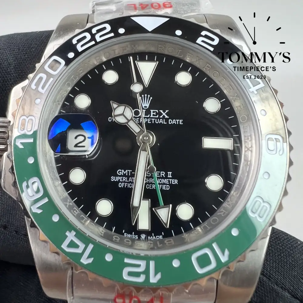 AAA+ GMT Master 2 Sprite (left handed), (126720VTNR) 40mm Black Dial-Jubilee Bracelet (Black Green Bezel) - Image 2