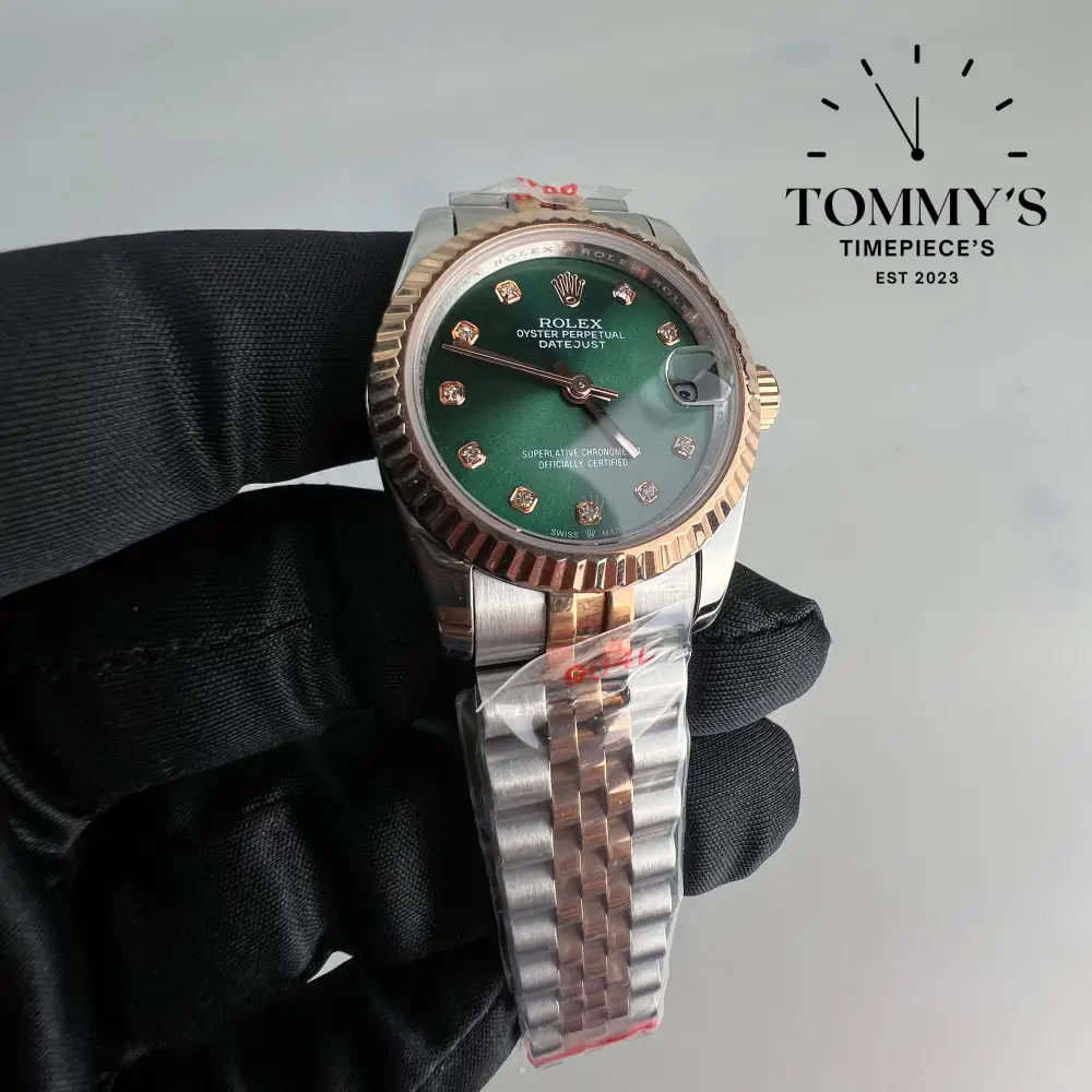 AAA+ Ladies Datejust, (279381RBR) 28mm Olive Green Dial-Jubilee Bracelet (Bimetal Everose Gold Bezel) - Image 2