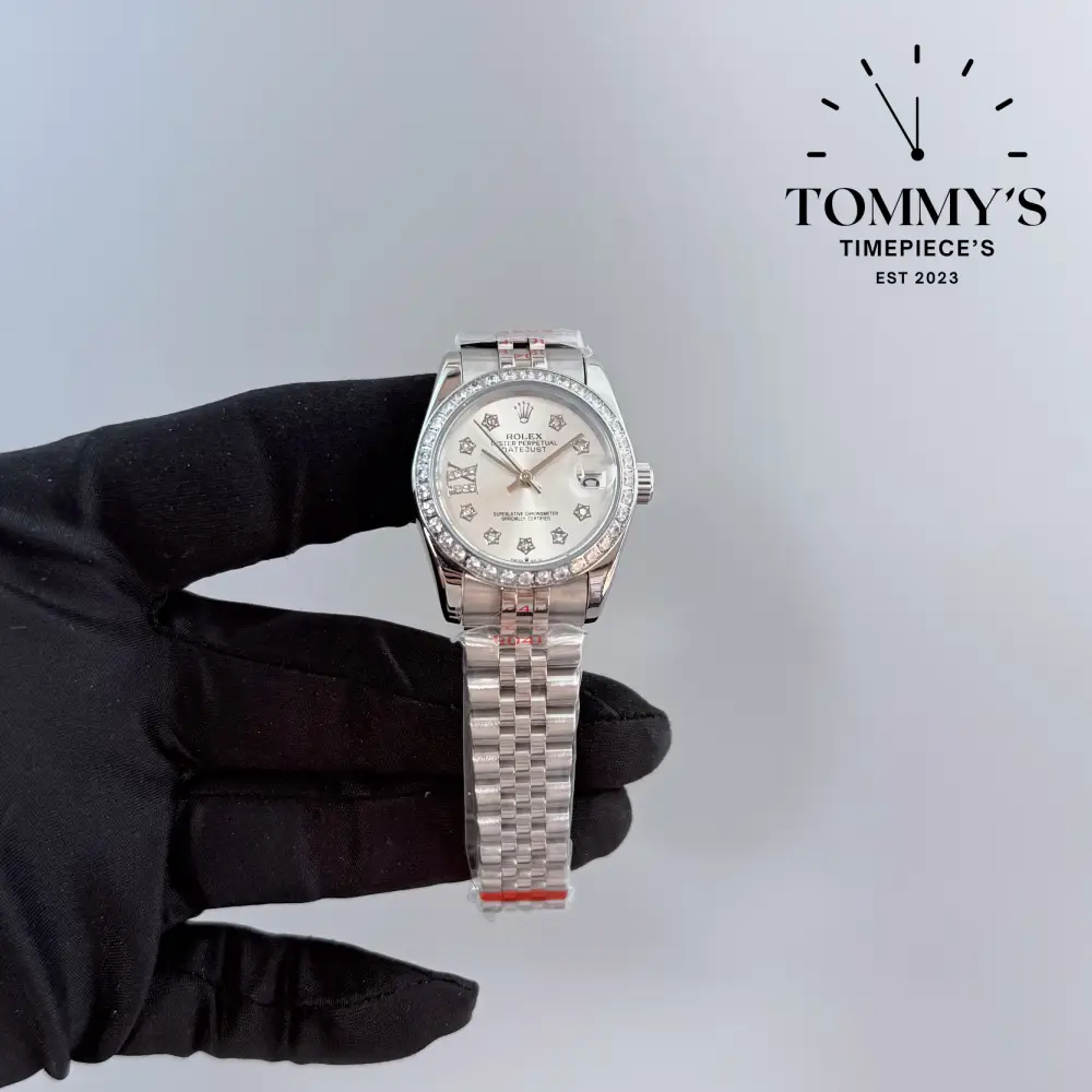 AAA+ Ladies Datejust, (179384) 28mm White Dial-Jubilee Bracelet (Diamond Bezel)