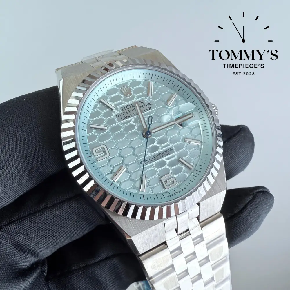 AAA+ Land Dweller, (M127336-0001)40mm Platinum Dial-Flat Jubilee Bracelet (White Rolesor Fluted Bezel) - Image 2