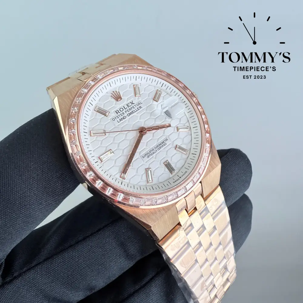 AAA+ Land Dweller, (127285TBR) 40mm White Dial-Flat Jubilee Bracelet (Diamond Bezel) - Image 2
