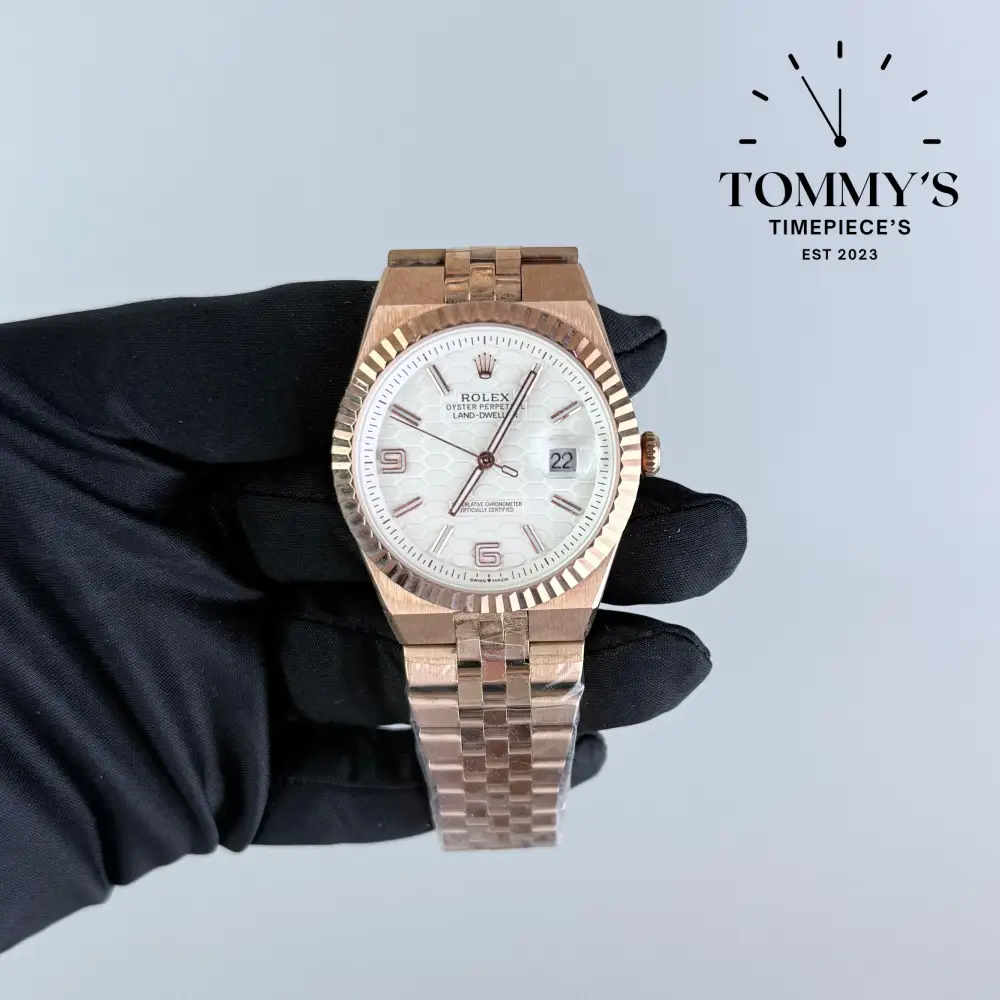 AAA+ Land Dweller, (127335) 40mm White Dial-Flat Jubilee Bracelet (Fluted Bezel)