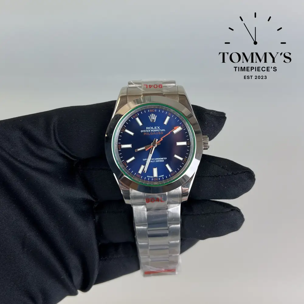 AAA+ Milgauss, (116400GV) 40mm Blue Dial-Oyster Bracelet (Smooth Bezel)