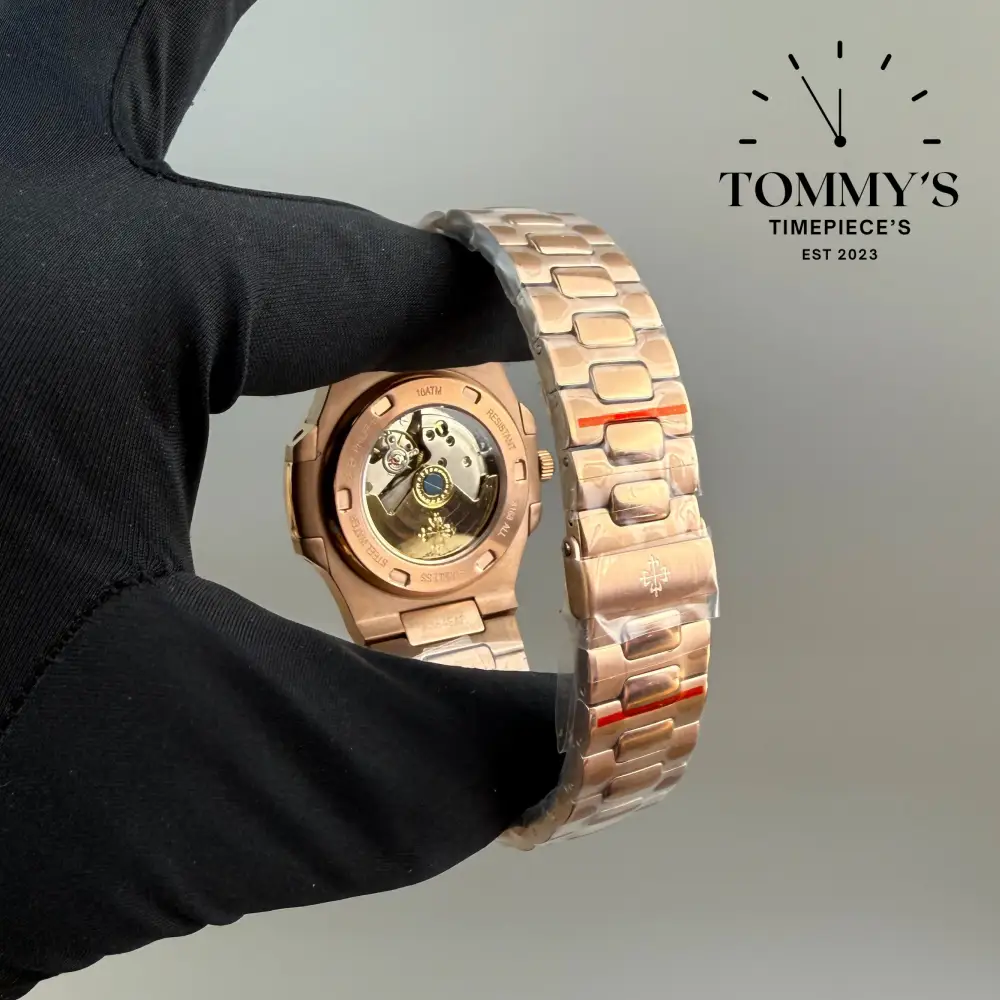 AAA+ Rose Gold Nautilus, 41mm White Dial-Solid Stainless Steel (Rose Gold-Colored Bezel) - Image 3