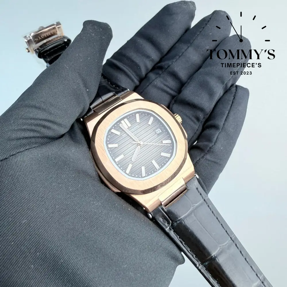 AAA+ Nautilus Rose Gold Grey Dial 40mm Leather Strap - Image 2