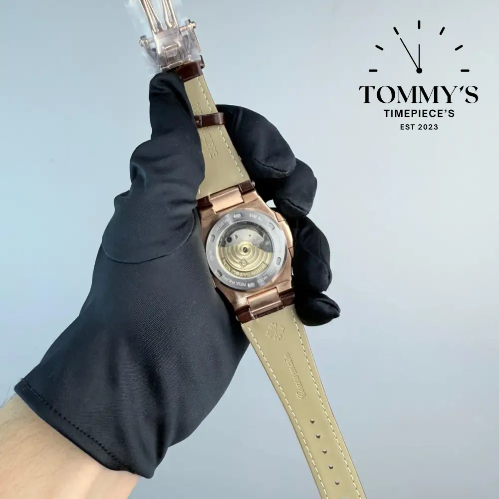 AAA+ Nautilus Rose Gold White Dial 40mm Leather Strap - Image 4