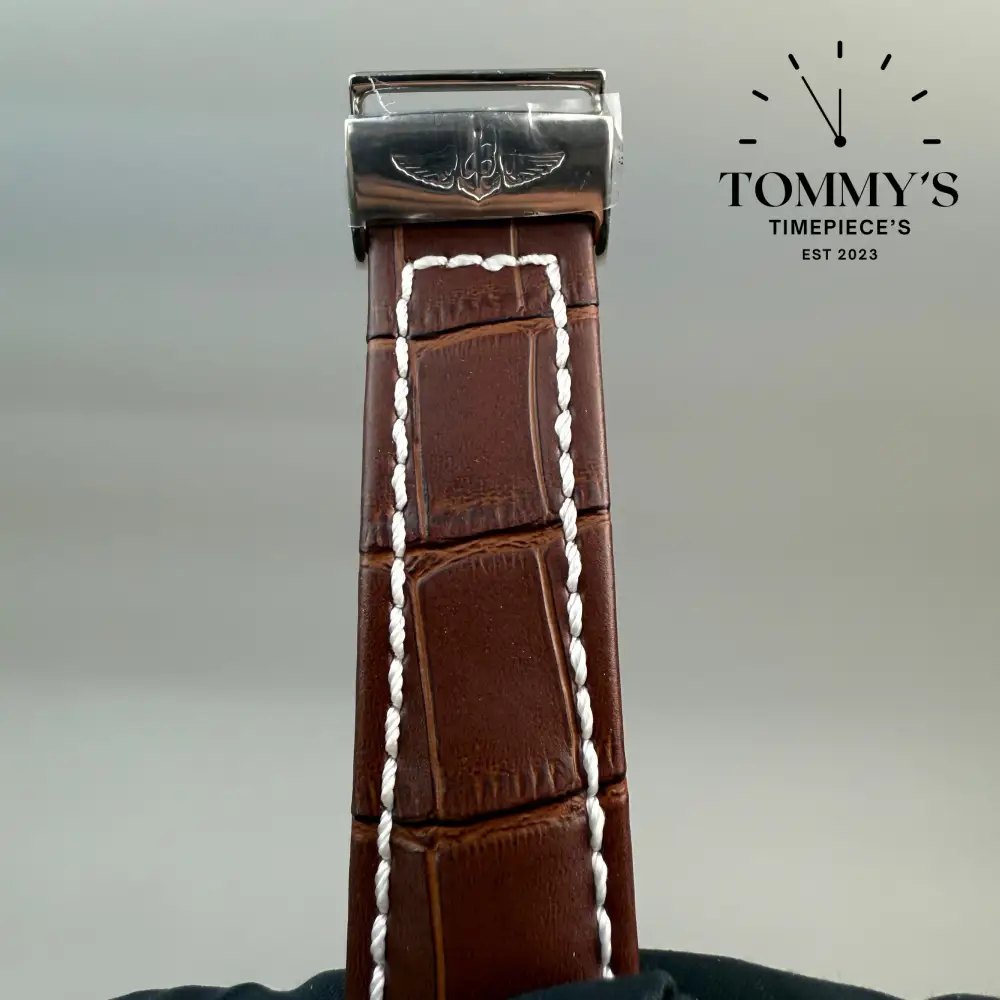 AAA+ Navitimer, 41mm Silver Dial-Brown Leather Strap (Silver Bezel) - Image 3