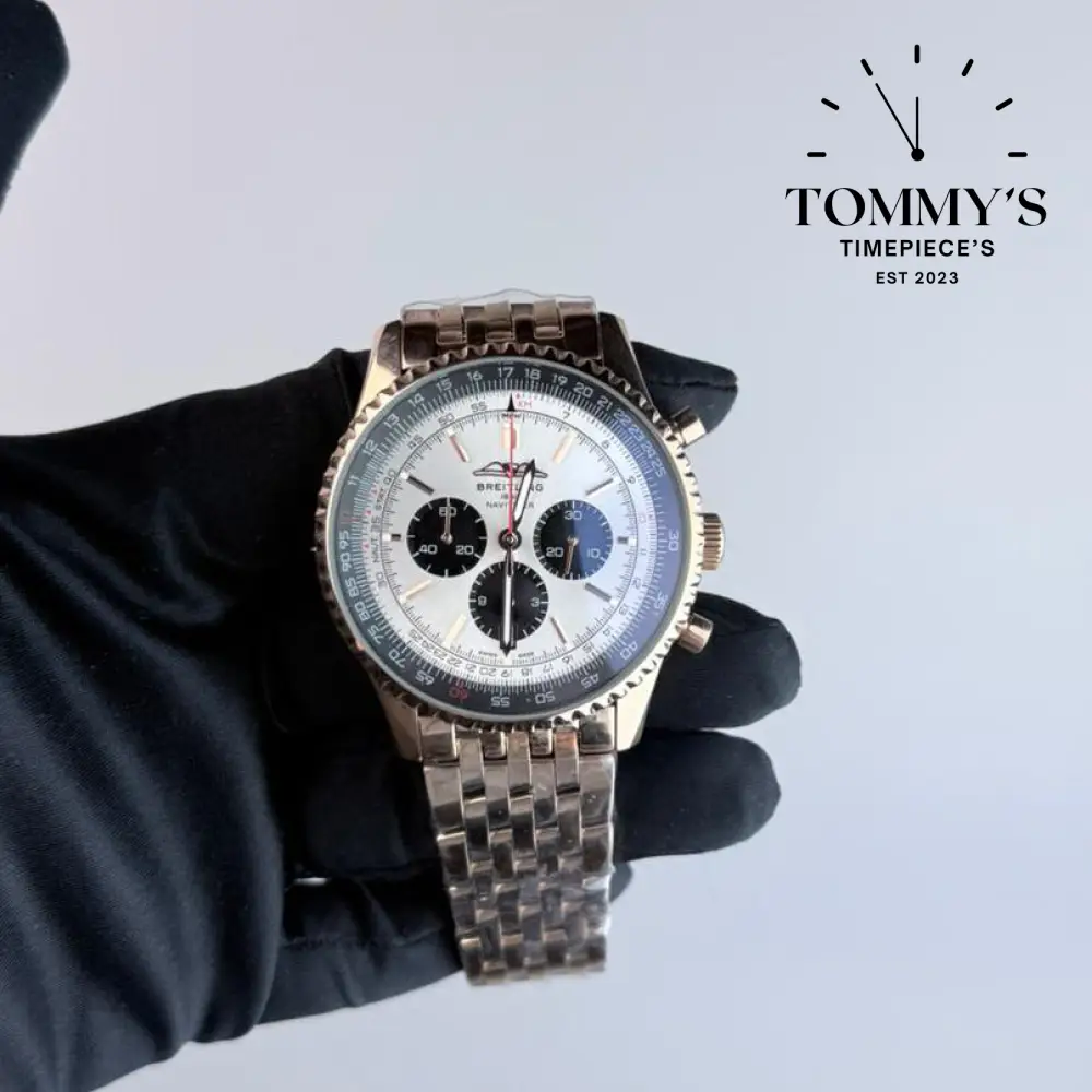 AAA+ Navitimer B01 Chronograph 46mm, Silver Dial - Rose Gold