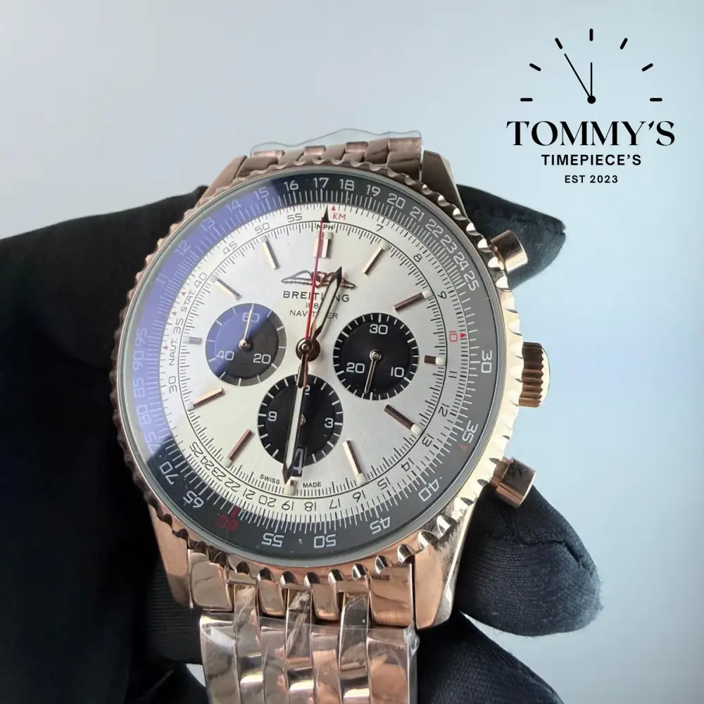 AAA+ Navitimer B01 Chronograph 46mm, Silver Dial - Rose Gold - Image 2