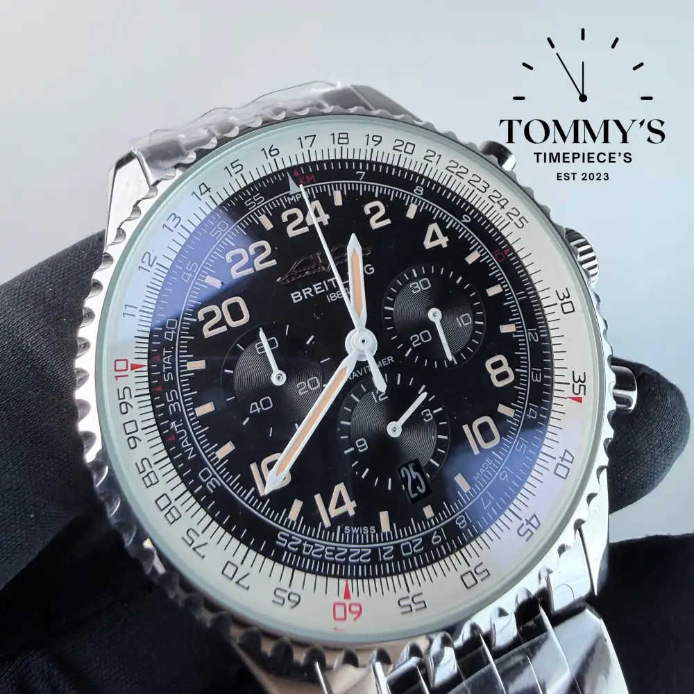 AAA+ Navitimer B02 Chronograph 41 Cosmonaute , Black Dial - Stainless Steel - Image 2