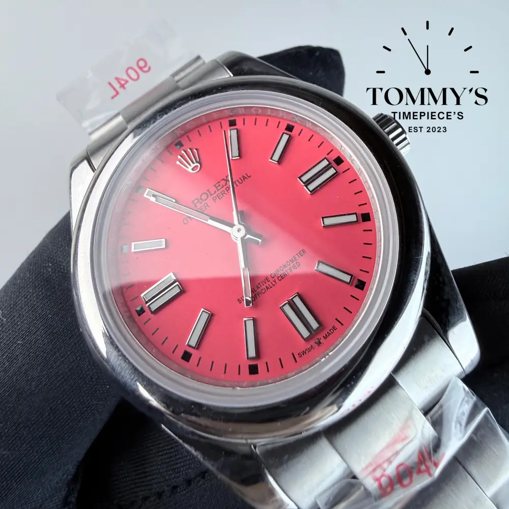 AAA+ Oyster Perpetual (124300) 41mm Coral Red Dial-Oyster Bracelet - Image 2