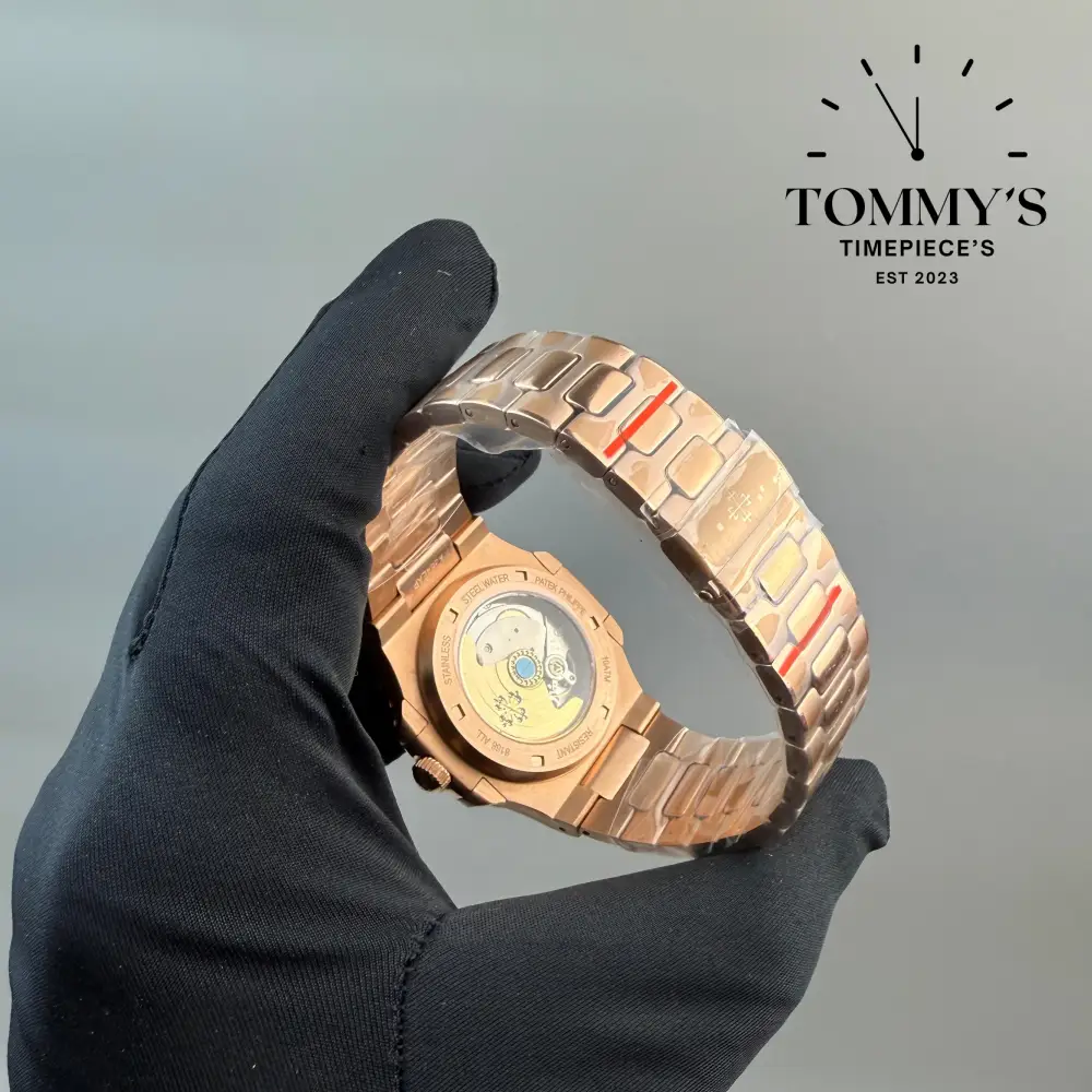 AAA+ Rose Gold Nautilus, 41mm  Brown Gradient Dial-Solid Stainless Steel Bracelet (Rose Gold Toned Bezel) - Image 3