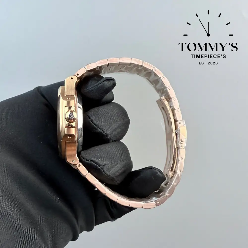 Clone Rose Gold Nautilus, 41mm Grey Dial-Steel Bracelet (Diamond Bezel) - Image 3