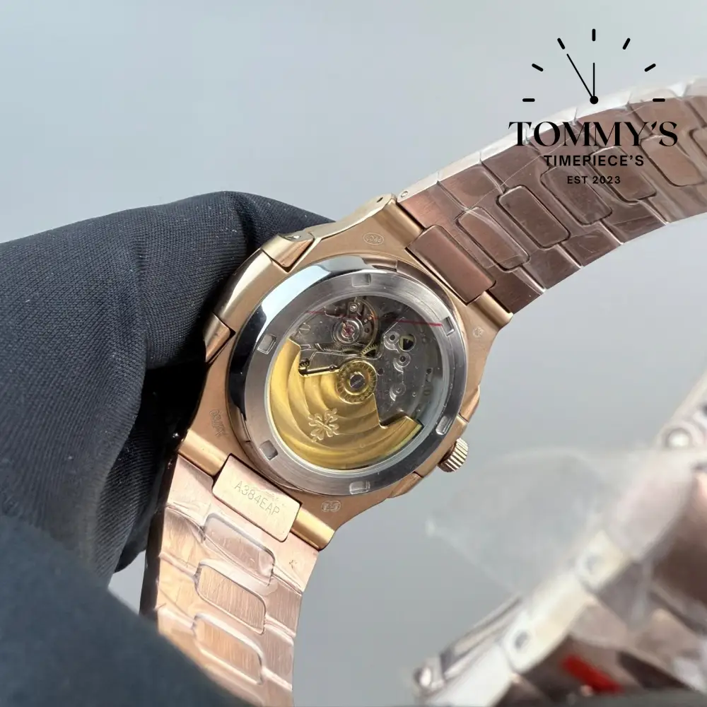 Clone Rose Gold Nautilus, 41mm Grey Dial-Steel Bracelet (Diamond Bezel) - Image 4