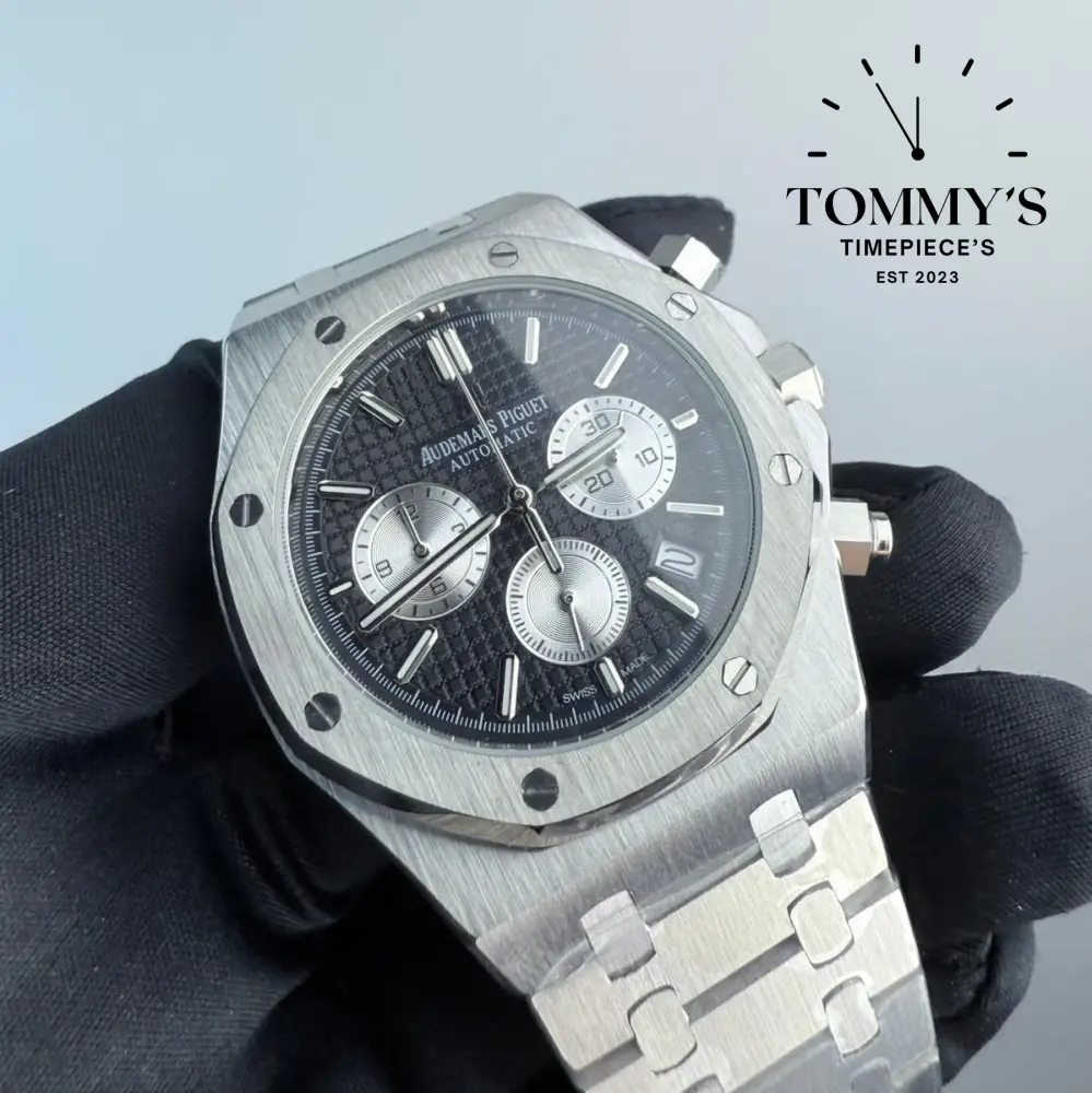 AAA+ Royal Oak Chronograph, 41mm Black "Grande Tapisserie" Dial-Steel Bracelet - Image 2