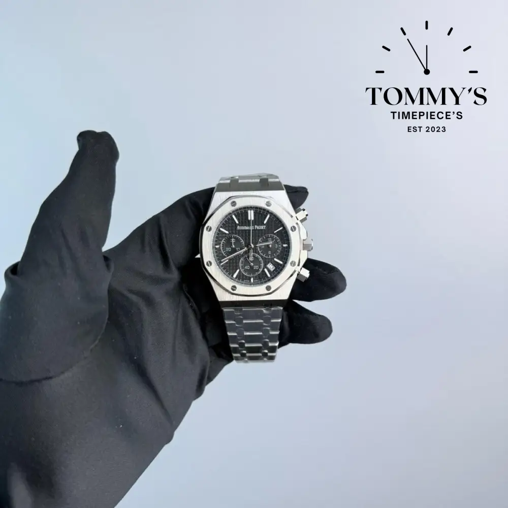 AAA+ Royal Oak Chronograph, 41mm Black "Grande Tapisserie" Dial-Steel bracelet