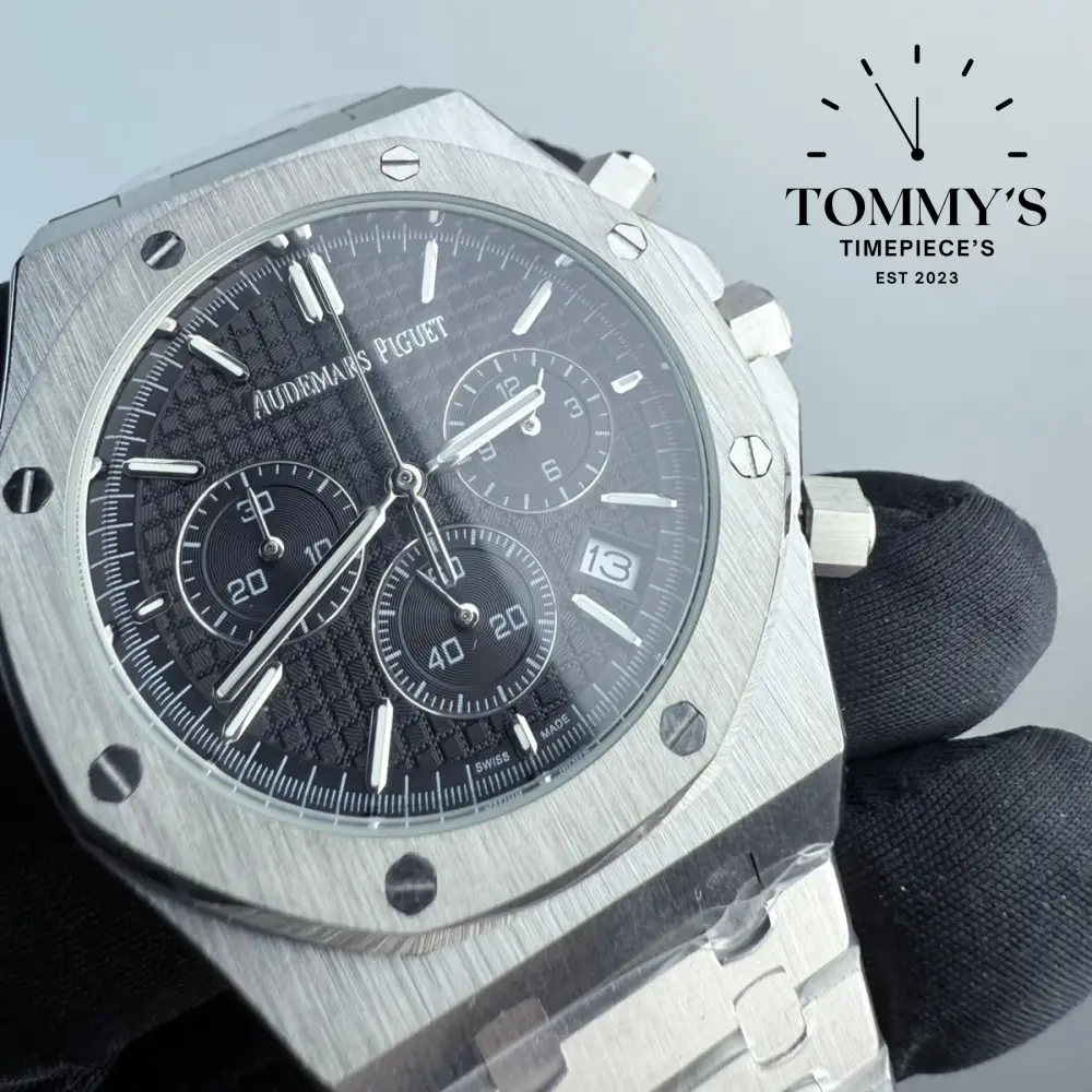 AAA+ Royal Oak Chronograph, 41mm Black "Grande Tapisserie" Dial-Steel bracelet - Image 2