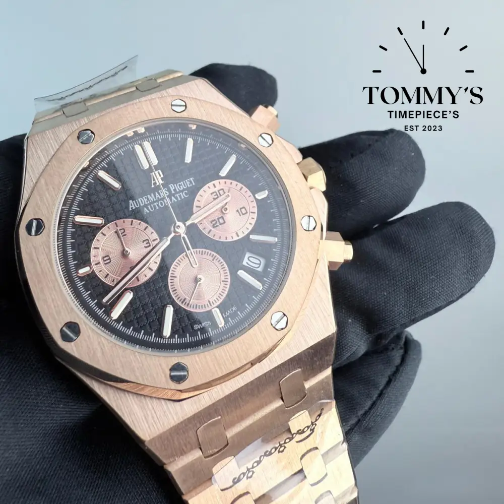 AAA+ Royal Oak Chronograph, 41mm Black "Grande Tapisserie" Dial-Steel Bracelet - Image 2