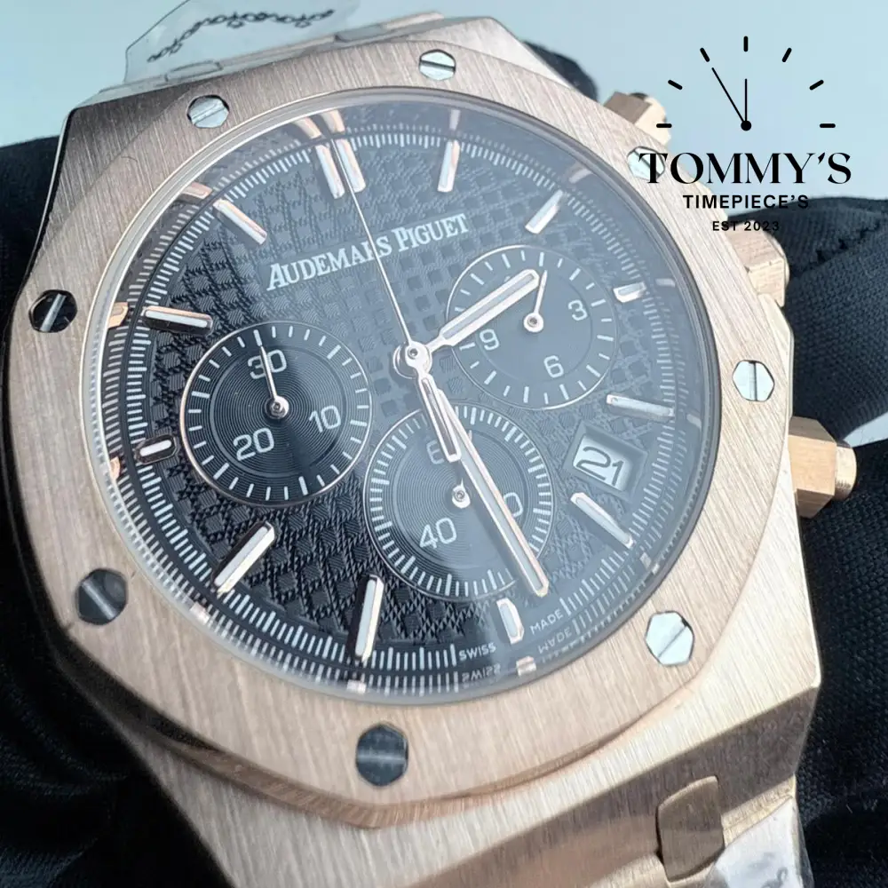 AAA+ Royal Oak Chronograph, 41mm Black "Grande Tapisserie" Dial-Steel Bracelet - Image 2
