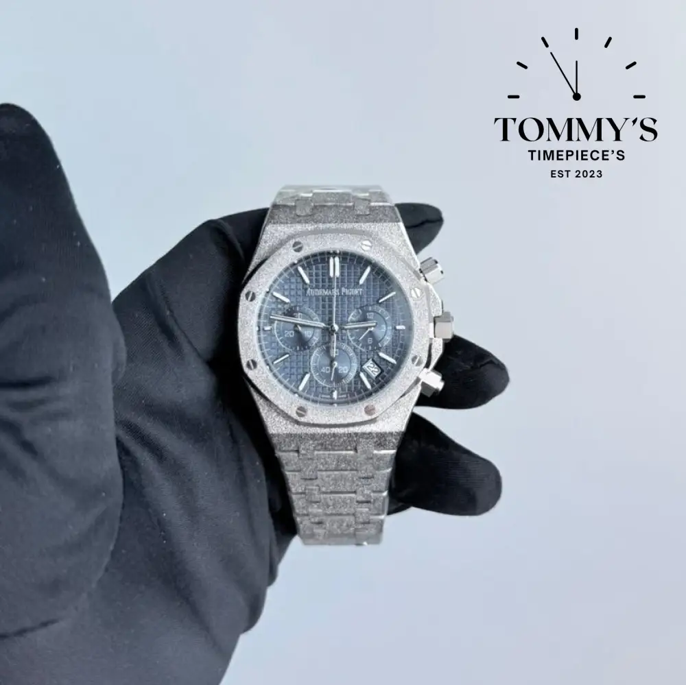 AAA+ Royal Oak Frosted Chronograph, 41mm Blue Dial-Stainless Steel Bracelet (Silver Bezel)