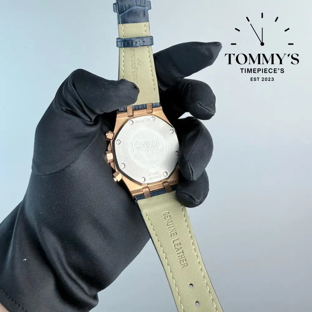 AAA+ Royal Oak Chronograph, 41mm Blue "Grande Tapisserie" Dial-Leather Strap - Image 4