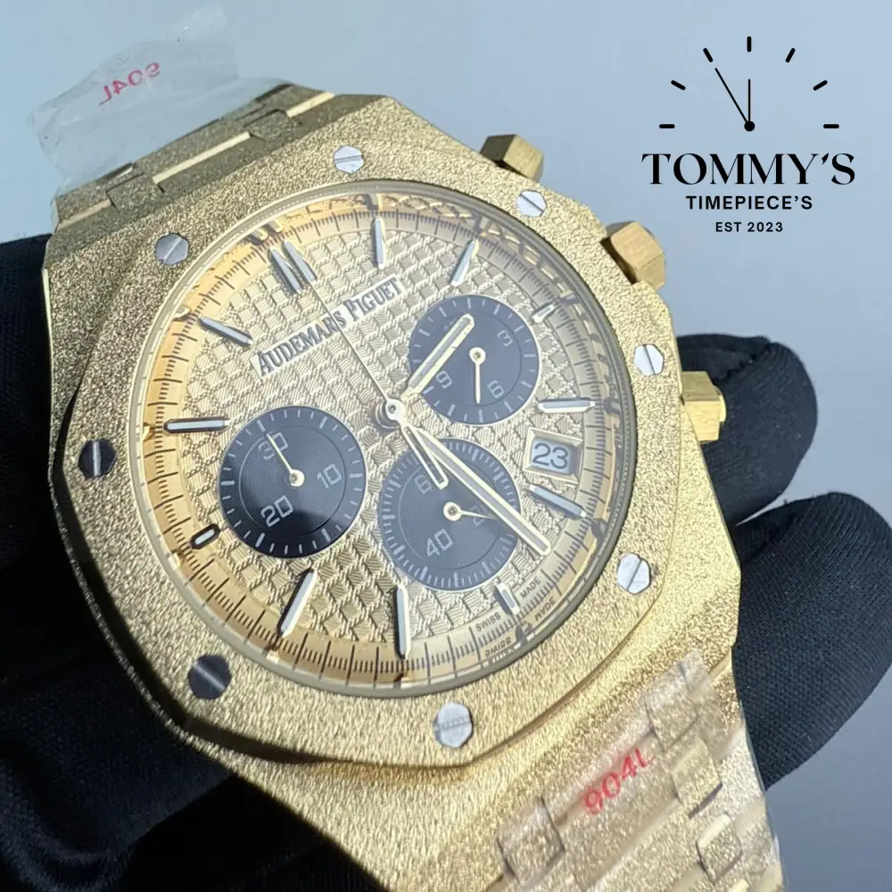 AAA+ Royal Oak, 41mm Gold Champagne Dial-Stainless Steel Bracelet (Yellow Gold Bezel) - Image 2