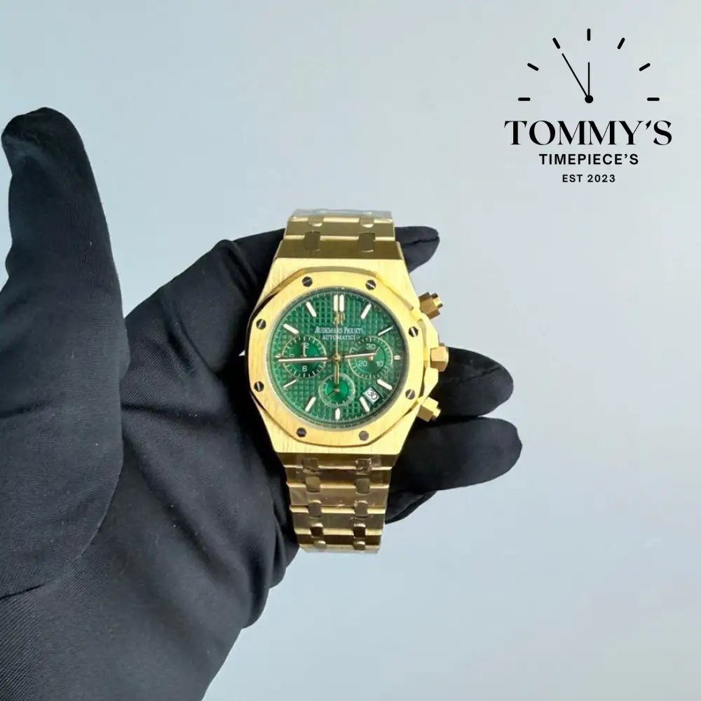 AAA+ Royal Oak Chronograph, 41mm Green "Grande Tapisserie" Dial-Steel Bracelet
