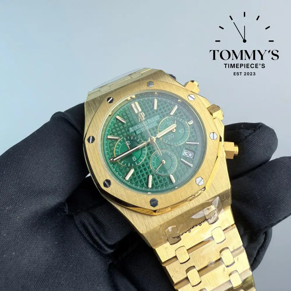 AAA+ Royal Oak Chronograph, 41mm Green "Grande Tapisserie" Dial-Steel Bracelet - Image 2