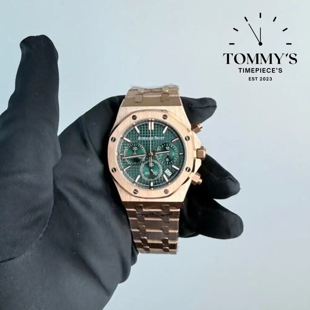 AAA+ Royal Oak Chronograph, 41mm Green "Grande Tapisserie" Dial-Steel Bracelet