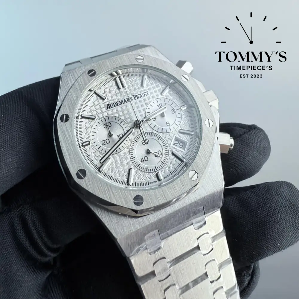 AAA+ Royal Oak, 41mm Grey "Grande Tapisserie" Dial-Stainlees Steel Bracelet (Silver Bezel) - Image 2