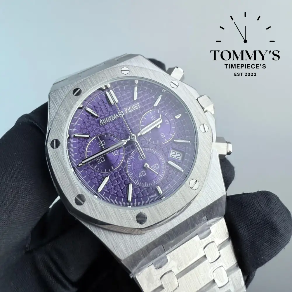 AAA+ Royal Oak Chronograph, 41mm Purple "Grande Tapisserie" Dial-Steel Bracelet - Image 2