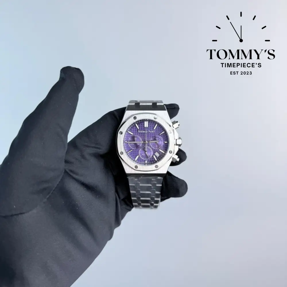 AAA+ Royal Oak Chronograph, 41mm Purple "Grande Tapisserie" Dial-Steel Bracelet
