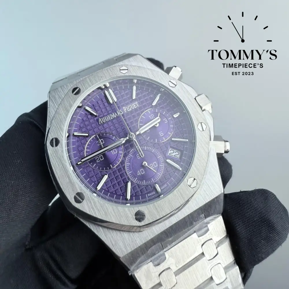 AAA+ Royal Oak Chronograph, 41mm Purple "Grande Tapisserie" Dial-Steel Bracelet - Image 2