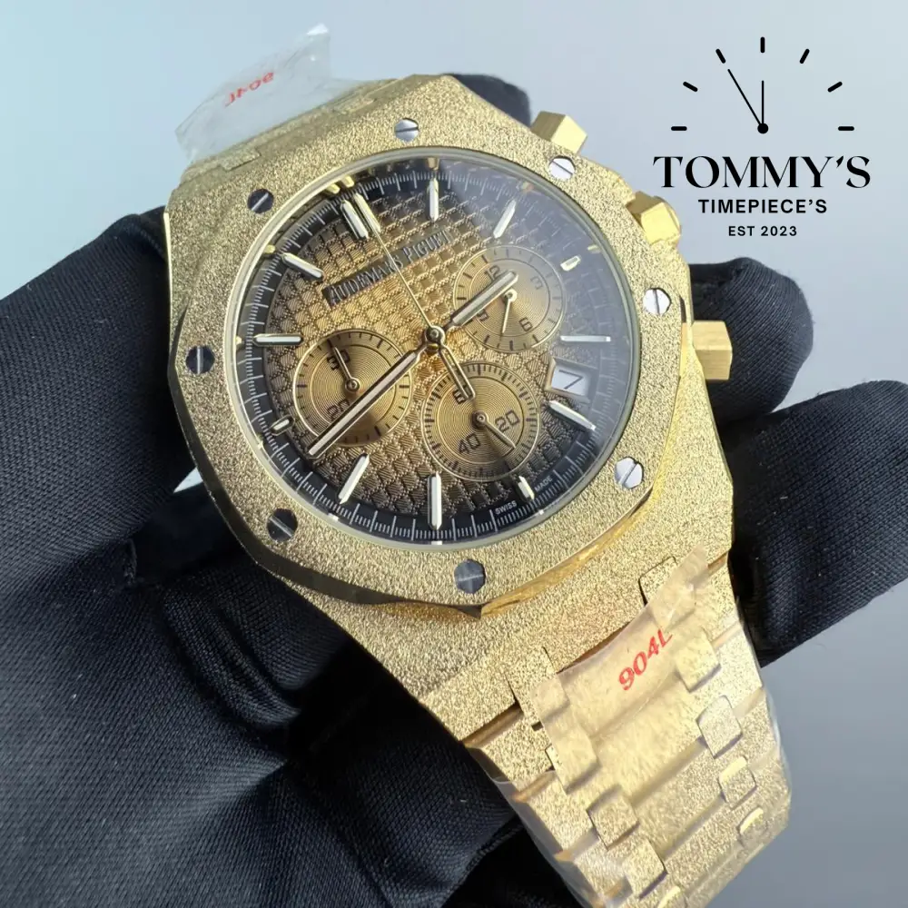 AAA+ Royal Oak, 41mm Smoked Yellow Gold-Toned "Grande Tapisserie" Dial-Stainless Steel Bracelet (Yellow Gold Bezel) - Image 2