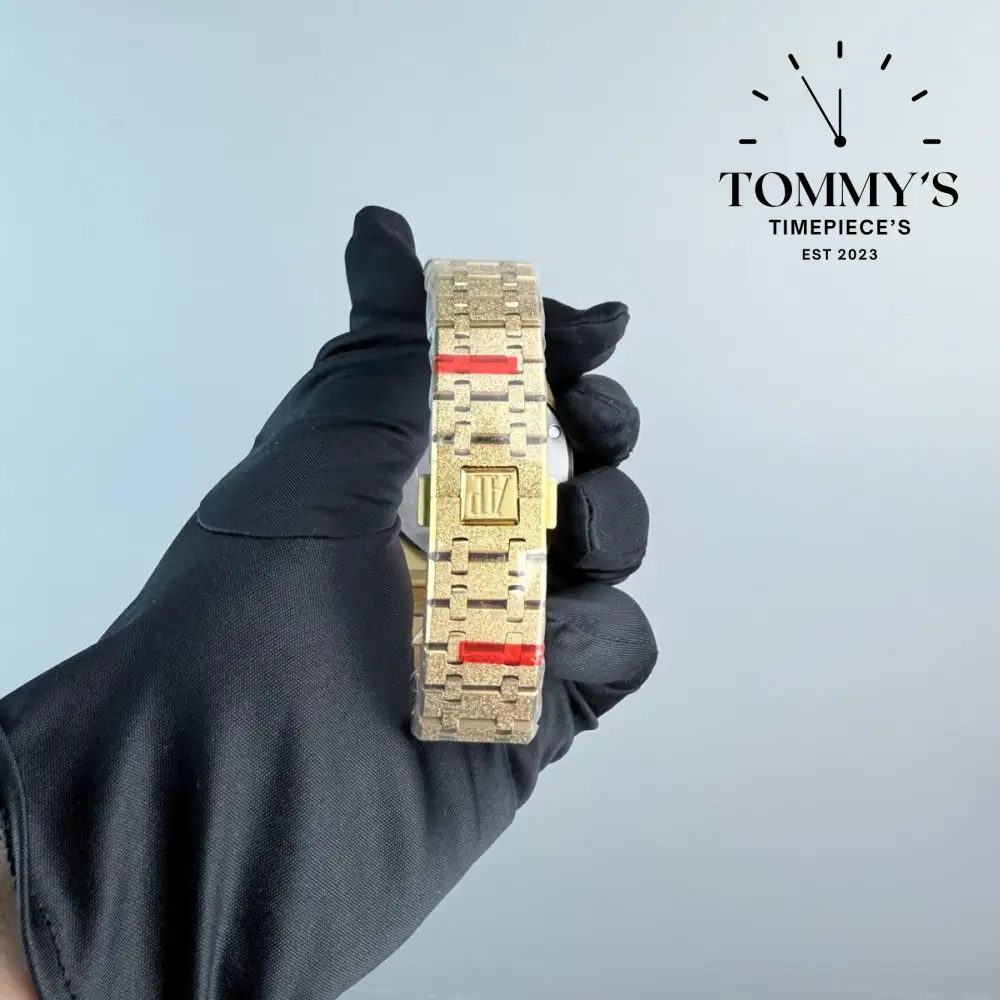 AAA+ Royal Oak, 41mm Smoked Yellow Gold-Toned "Grande Tapisserie" Dial-Stainless Steel Bracelet (Yellow Gold Bezel) - Image 4