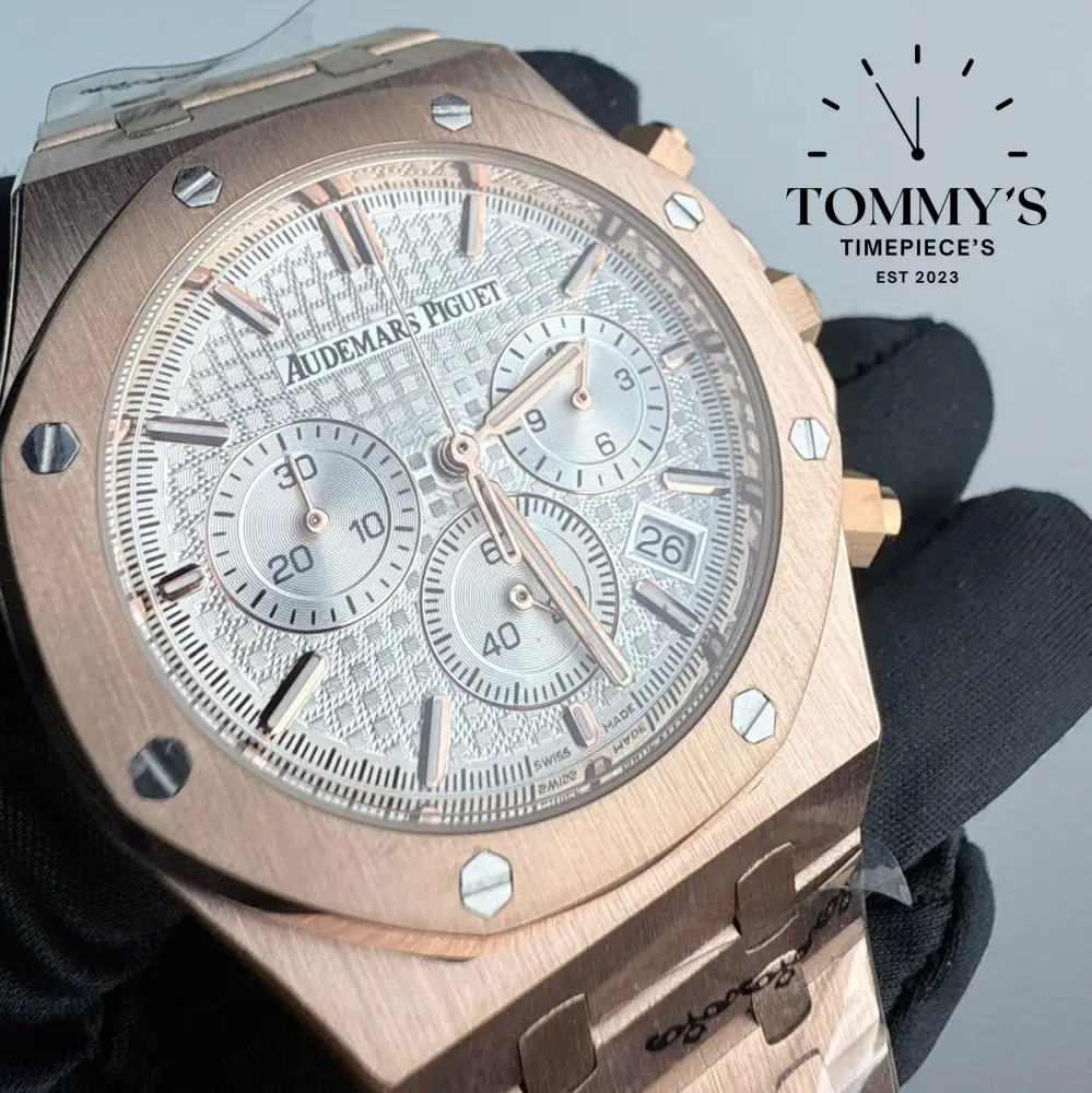 AAA+ Royal Oak Chronograph, 41mm White "Grande Tapisserie" Dial-Steel Bracelet - Image 2
